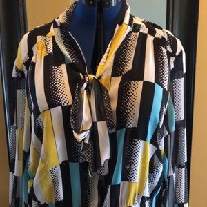 Sheer multi print blouse.